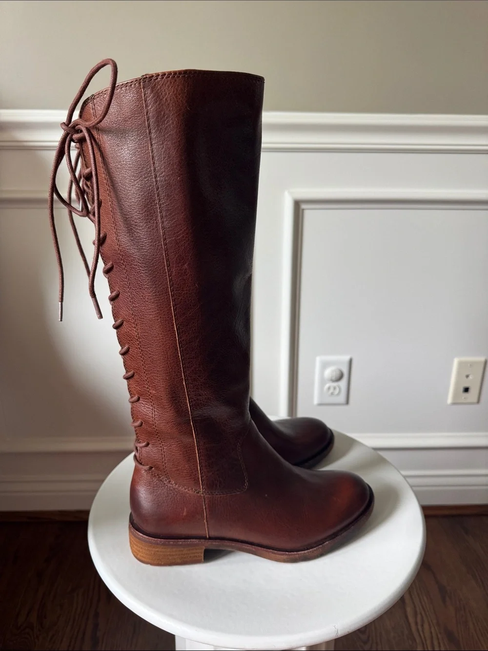 Brown/Tan Leather Knee-High Boots Size 6.5